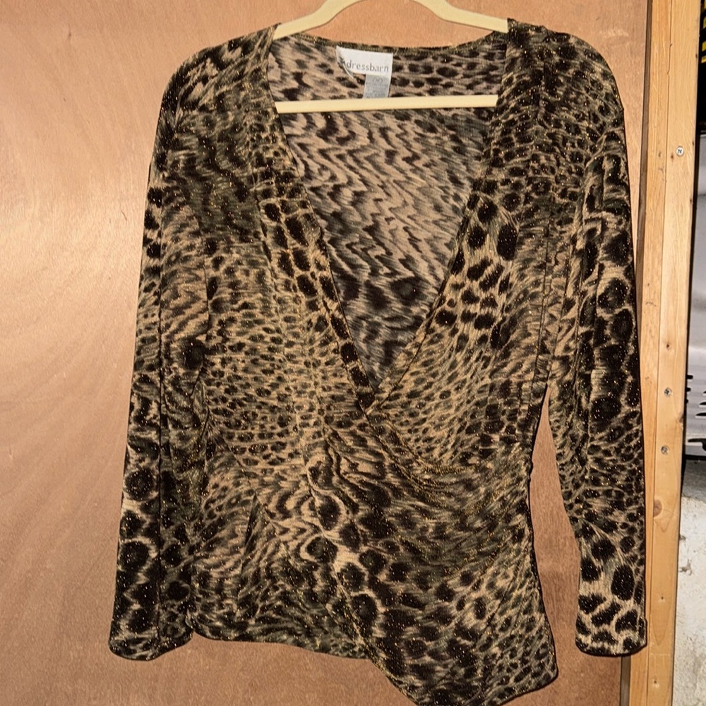 Dress Barn cheetah print blouse size 16 glittery!